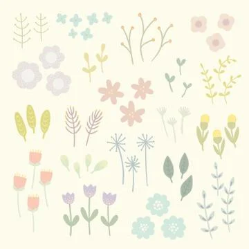 Isolated floral elements. Stock Illustration