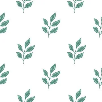 Isolated floral seamless pattern with blue leaf branches shapes. White backgr Stockillustratie