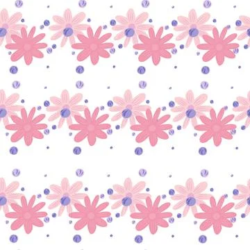 Isolated floral seamless pattern with pink cute small flowers elements. White Stock Illustration