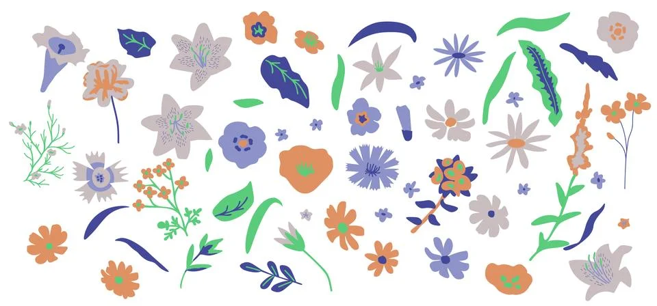 Isolated flowers set Stock Illustration