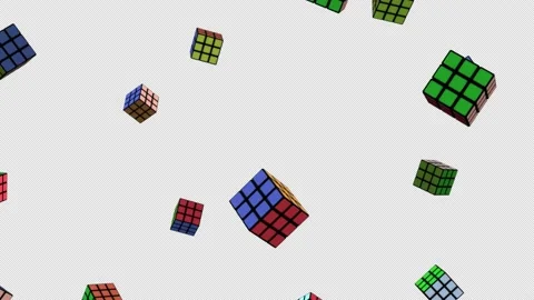 Isolated flying rubic cubes in the air Stockbeeldmateriaal 143404637