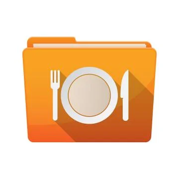Isolated folder with  a dish, knife and a fork icon Stock Illustration