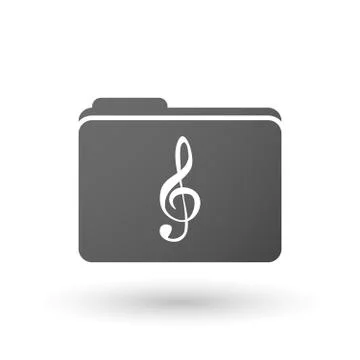 Isolated folder icon with a g clef Stock Illustration