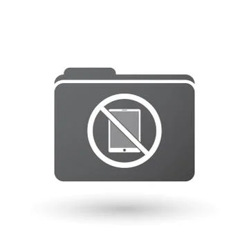Isolated folder signal with  a tablet pc  in a not allowed signal Stock Illustration