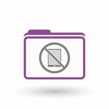 Isolated folder with  a tablet pc  in a not allowed signal Illustrazione stock