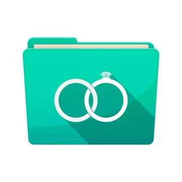 Isolated folder with  two bonded wedding rings Stock Illustration
