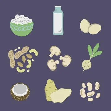 Isolated food items Stock Illustration