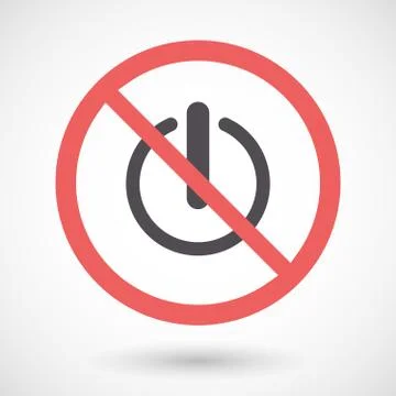 Isolated forbidden signal with an off button Illustrazione stock
