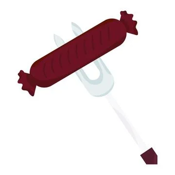 Isolated fork with german sausage Vector Stock Illustration