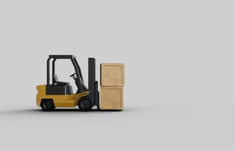 Isolated Forklift on White Background. 3D Rendered Stock Illustration