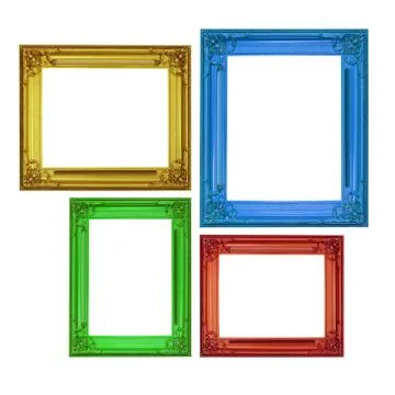 Isolated frames in classic style in four colors Stock Photos
