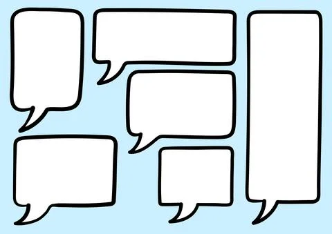 Isolated Freehand Handrawn Speech Bubbles And Signs For Cartooning, Comic, An Stock Illustration