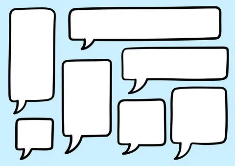 Isolated Freehand Handrawn Speech Bubbles And Signs For Cartooning, Comic, An Stock Illustration