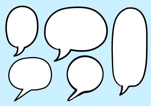 Isolated Freehand Handrawn Speech Bubbles And Signs For Cartooning, Comic, An Stock Illustration