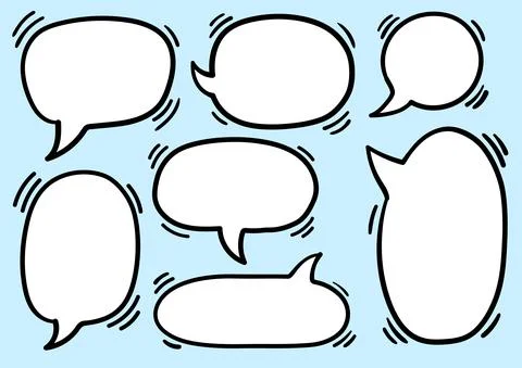 Isolated Freehand Handrawn Speech Bubbles And Signs For Cartooning, Comic, An Stock Illustration