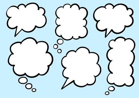 Isolated Freehand Handrawn Speech Bubbles And Signs For Cartooning, Comic, An Stock Illustration