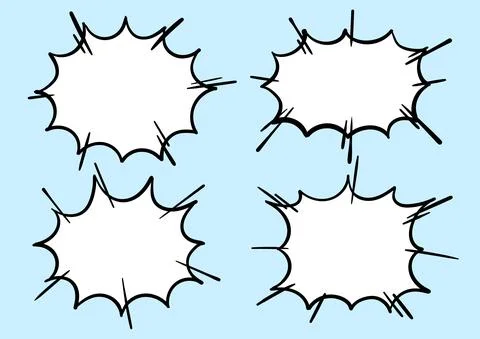 Isolated Freehand Handrawn Speech Bubbles And Signs For Cartooning, Comic, An Stock Illustration