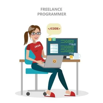 Isolated freelance programmer. Stock-Illustration