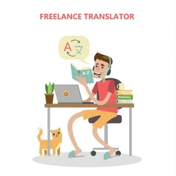 Isolated freelance translator. Stock Illustration