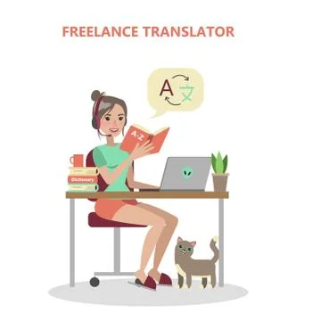 Isolated freelance translator. Illustrazione stock
