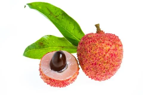 Isolated fresh lychees fruit Stock Photos