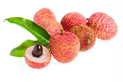 Isolated fresh lychees fruit Stock Photos