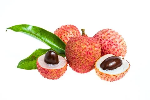 Isolated fresh lychees fruit Stock Photos