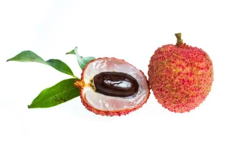 Isolated fresh lychees fruit Stock Photos