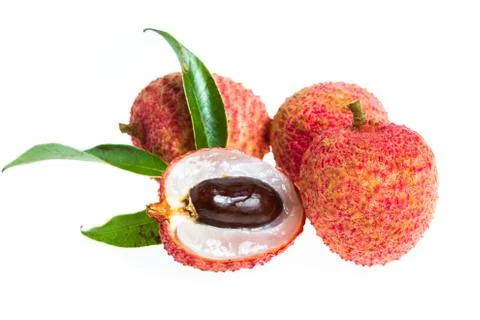 Isolated fresh lychees fruit Stock Photos