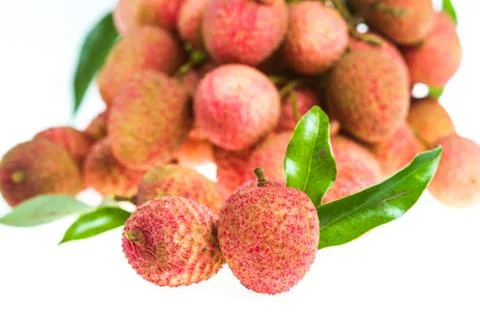 Isolated fresh lychees fruit Stock Photos