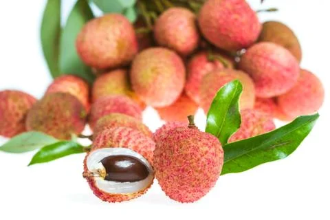 Isolated fresh lychees fruit Stock Photos