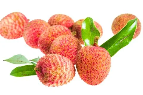 Isolated fresh lychees fruit Stock Photos