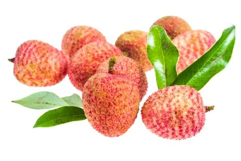 Isolated fresh lychees fruit Stock Photos