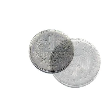 Isolated front and back side of a German mark coin Stock Photos