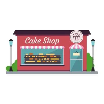 Isolated front view cake shop building Vector Ilustración de archivo