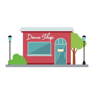 Isolated front view dance shop building Vector Ilustración de archivo