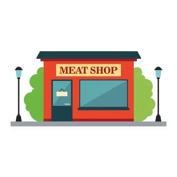 Isolated front view meat shop building Vector Ilustración de archivo