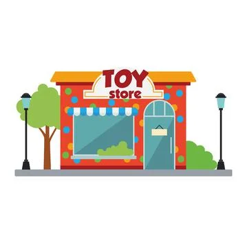 Isolated front view toy store building Vector Ilustración de archivo