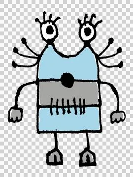 Isolated funny cute character linear art illustration Stock Illustration