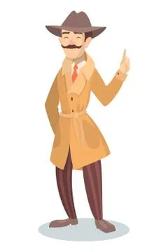 Isolated funny detective. Stock-Illustration