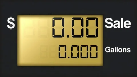 Isolated Gas Station display screen showing gas being pumped Stock Footage 77601476