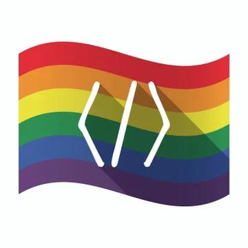 Isolated Gay Pride flag with a code sign Stock Illustration