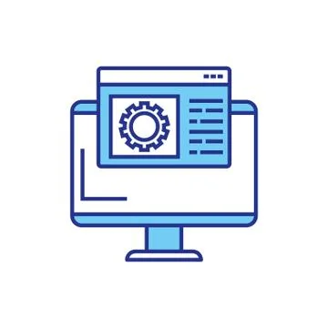 Isolated gear and computer vector design 스톡 일러스트