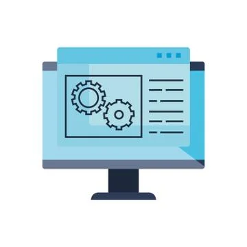 Isolated gear and computer vector design Stock Illustration
