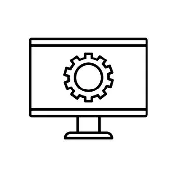 Isolated gear inside computer vector design Stock Illustration