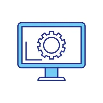 Isolated gear inside computer vector design Stock Illustration