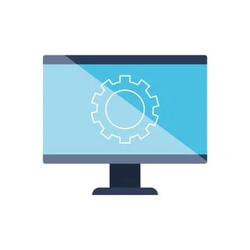 Isolated gear inside computer vector design Stock Illustration