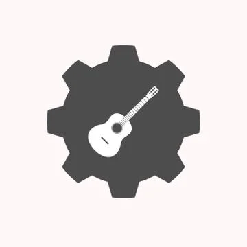 Isolated gear with  a six string acoustic guitar Stock Illustration
