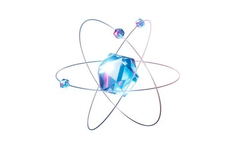 Isolated gem with physics atom structure, 3d rendering. Stock Photos