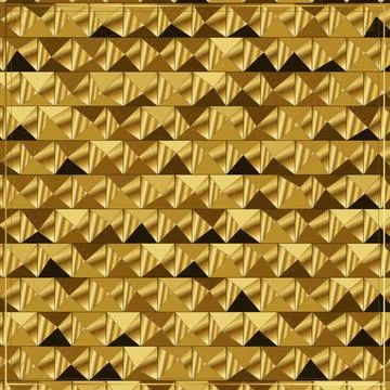 Isolated geometric pattern of brown and gold triangles on yellow background.. 스톡 일러스트